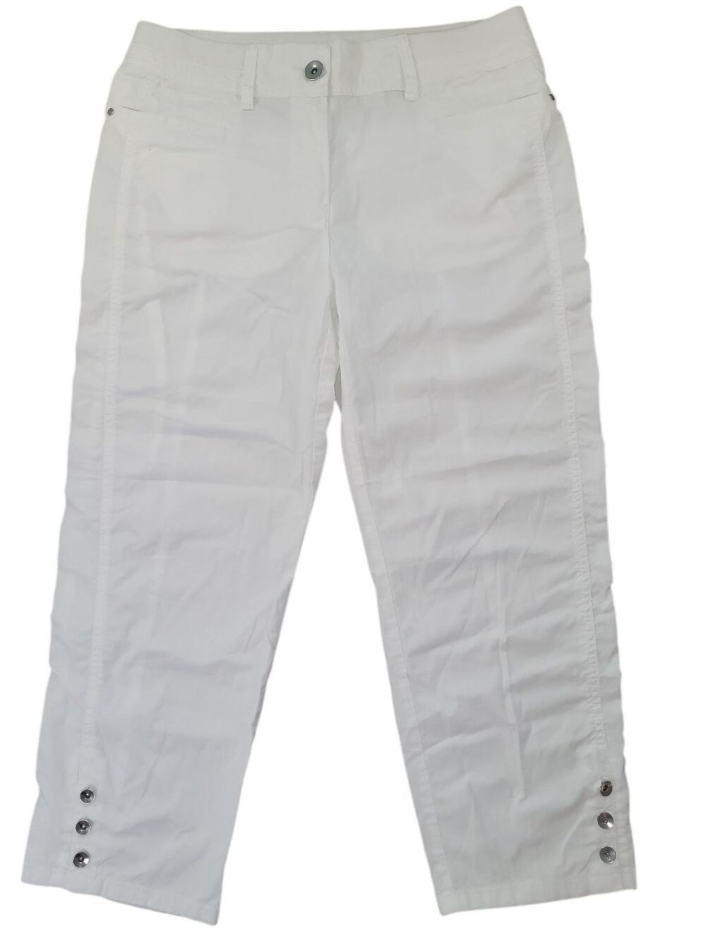 Chico's White Cropped Pants Size 0 (S) Lightweight Stretch Cotton Casual Summer